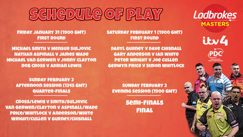 Ablaufplan der Ladbrokes Masters 2020