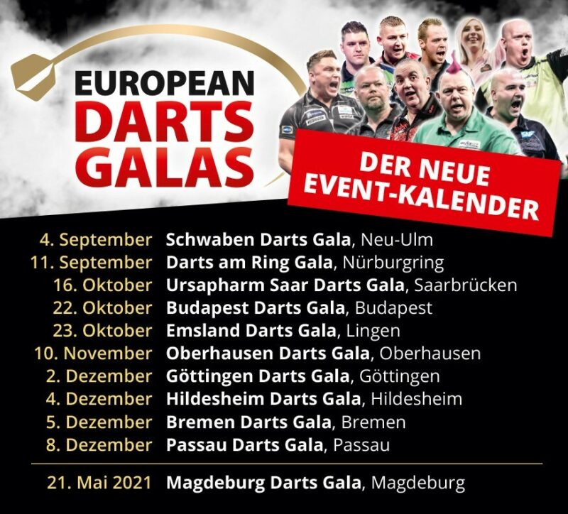 Termine der European Darts Galas 2020 der PDC Europe
