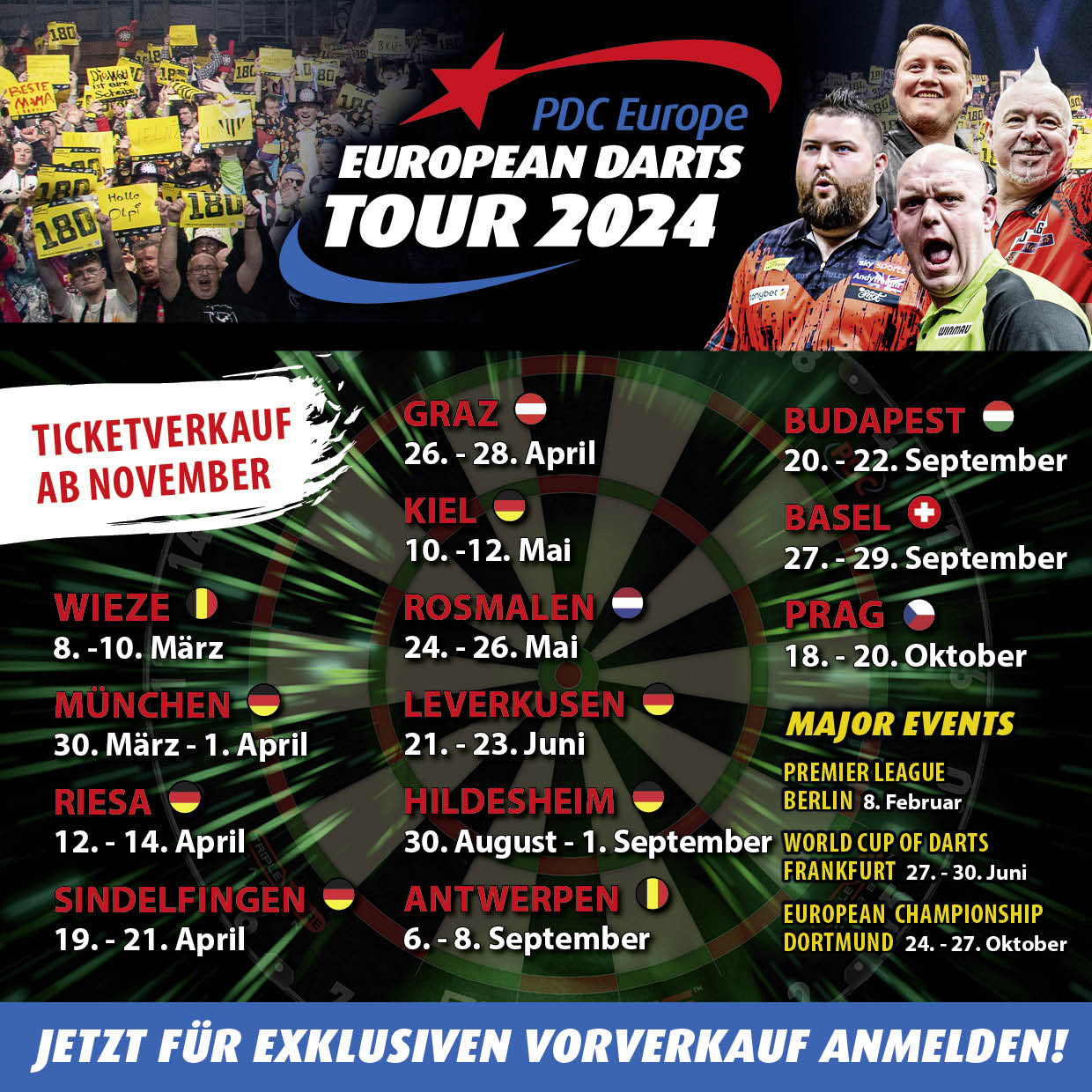 European Tour Calendar for 2024 is set PDC Europe