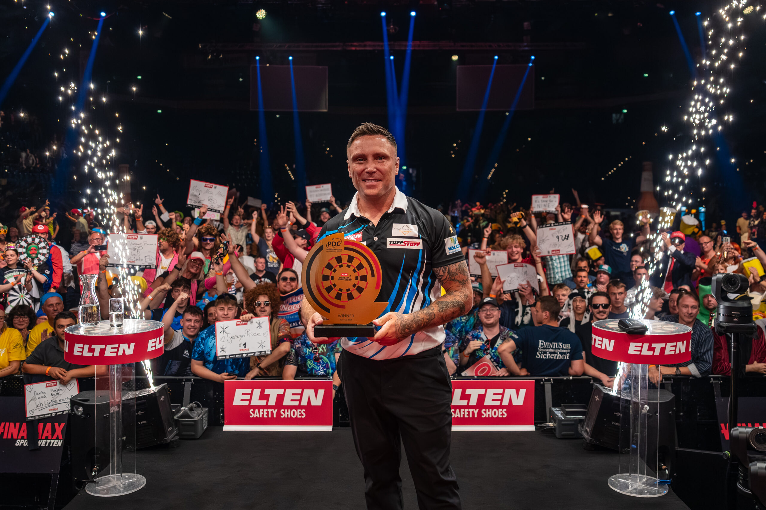 Gerwyn Price gewinnt die ELTEN Safety Shoes Baltic Sea Darts Open