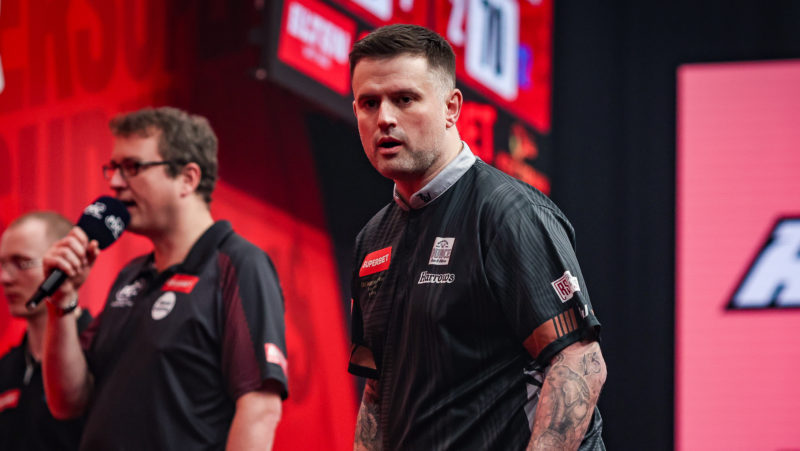 Luke Woodhouse bei den Superbet Poland Darts Open 2026 in der EXPO Krakow in Krakau.