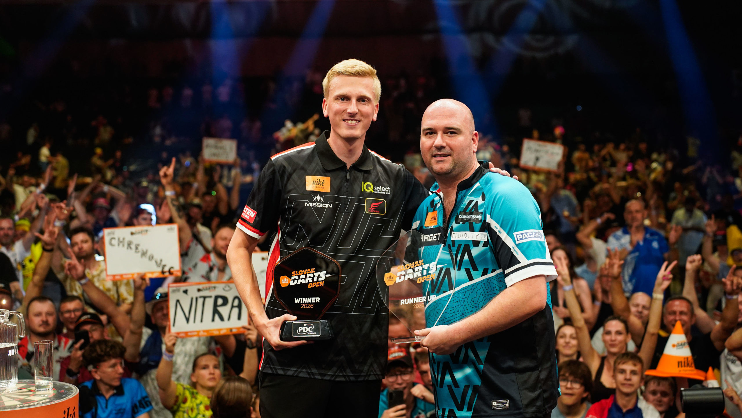 Wessel Nijman gewinnt die Slovak Darts Open 2026 in der Incheba Expo in Bratislava mit 8:3 im FInale gegen Rob Cross.