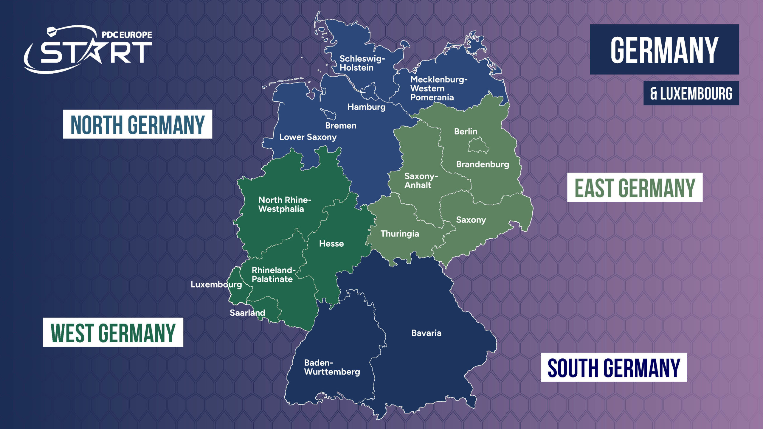 Regions of PDCE Start in Germany and Luxembourg.
